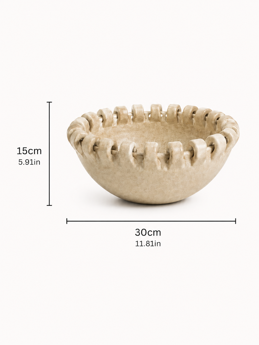 Large bowl plate begie glazed