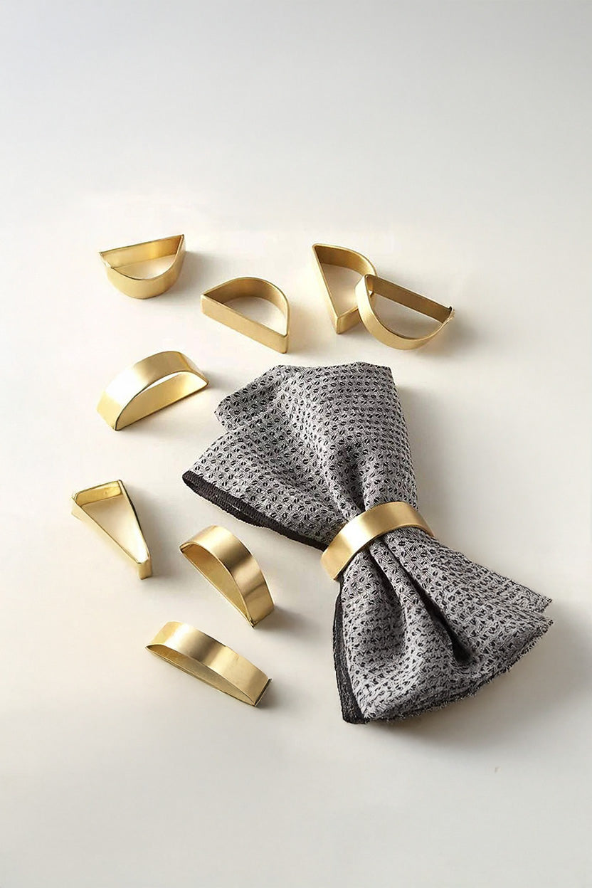 Geometric Gold Napkin Rings