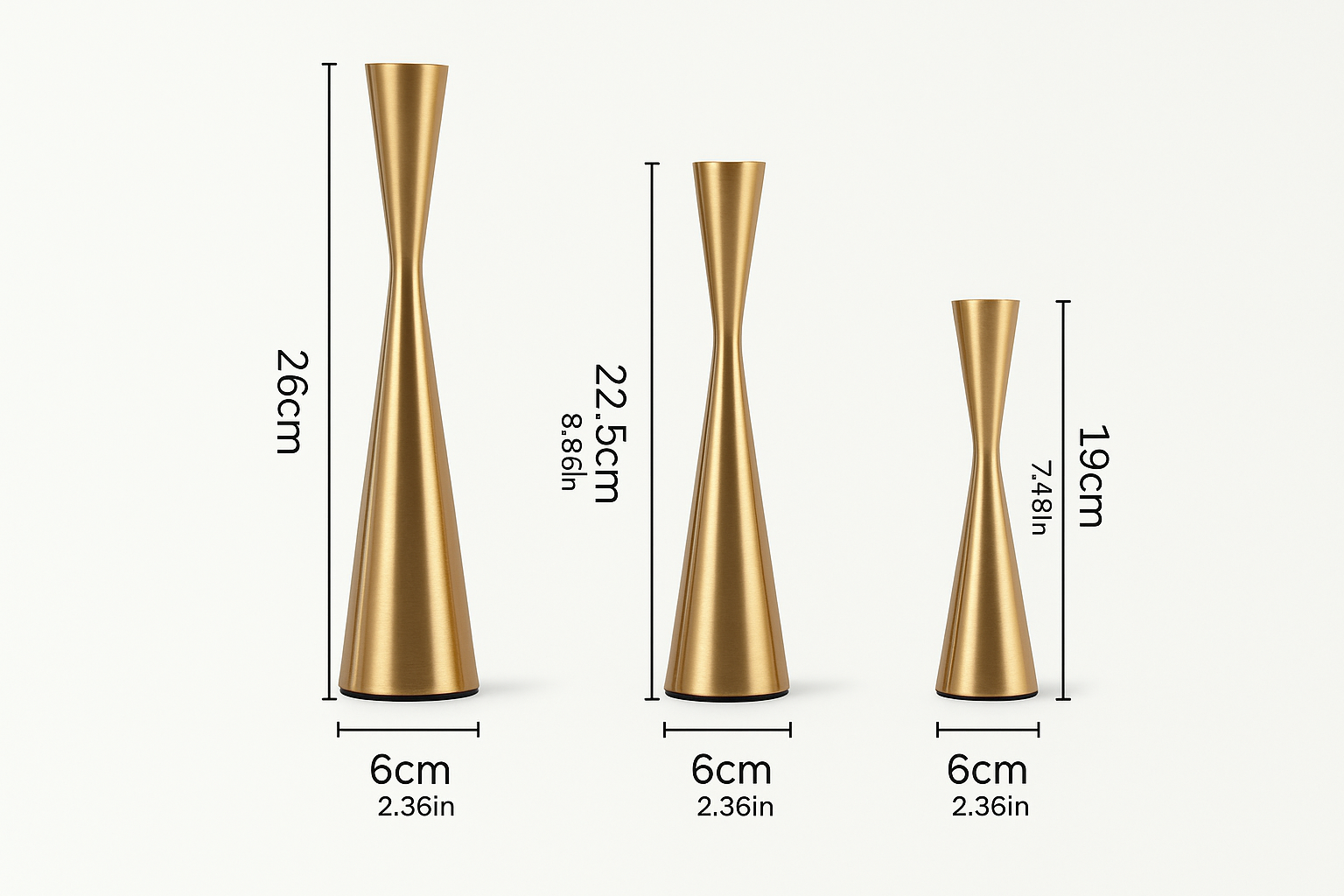 Gold Candle Holders (Set of 3)