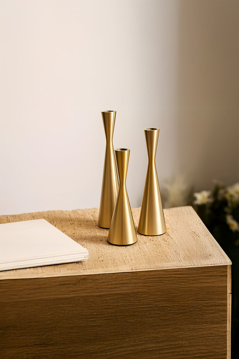 Gold Candle Holders (Set of 3)